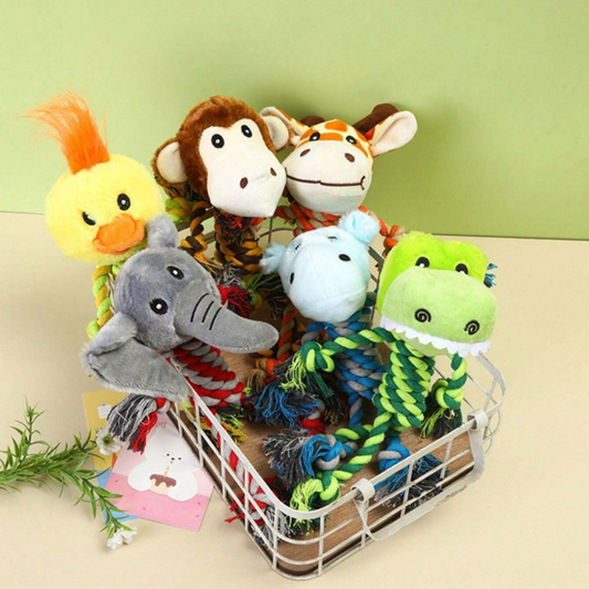 Duurzaam hondenspeelgoed met pluche hoofd